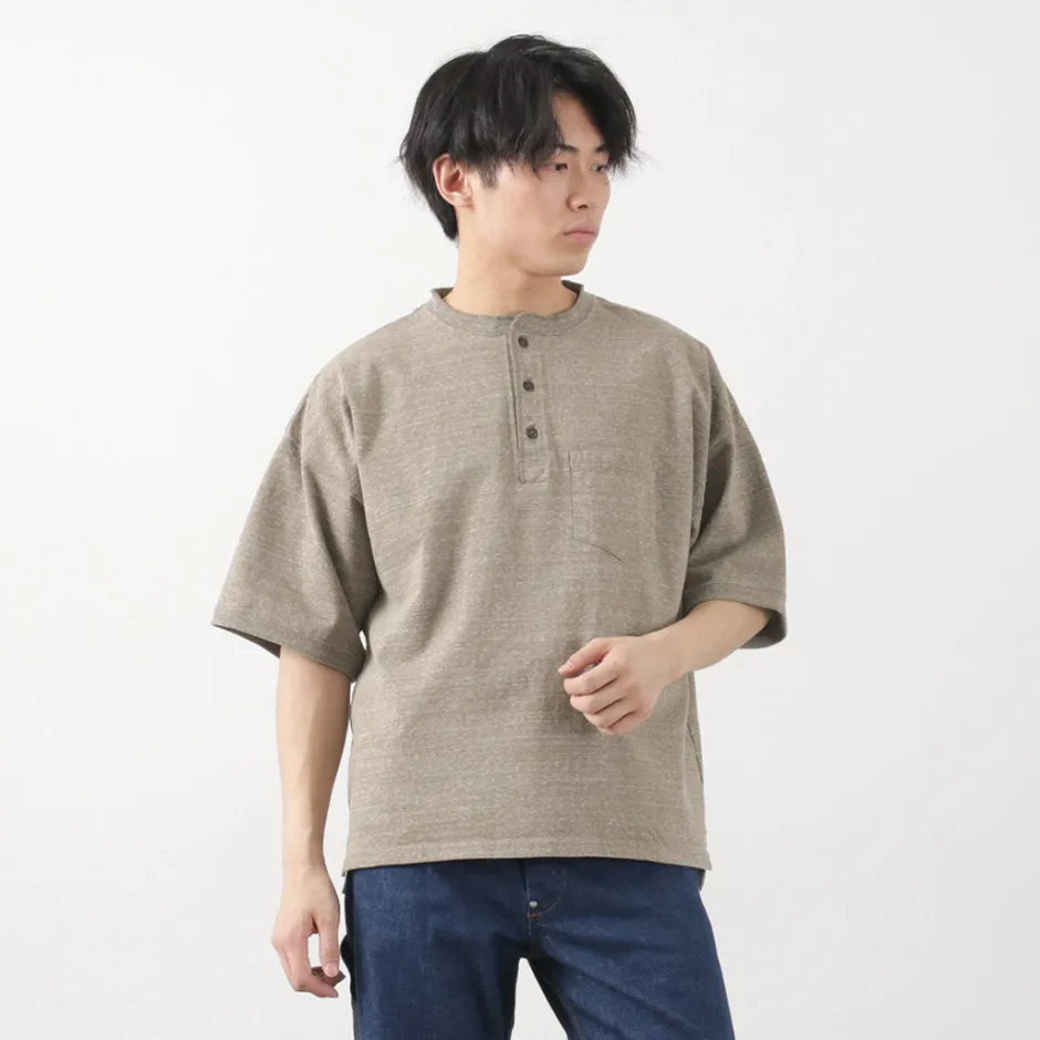 T-Shirts^REMI RELIEF / Melange jersey short sleeve henley neck pocket T-shirt