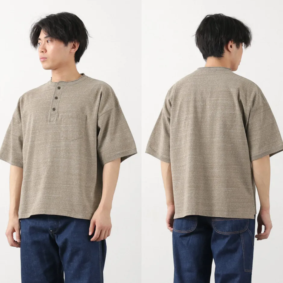 T-Shirts^REMI RELIEF / Melange jersey short sleeve henley neck pocket T-shirt