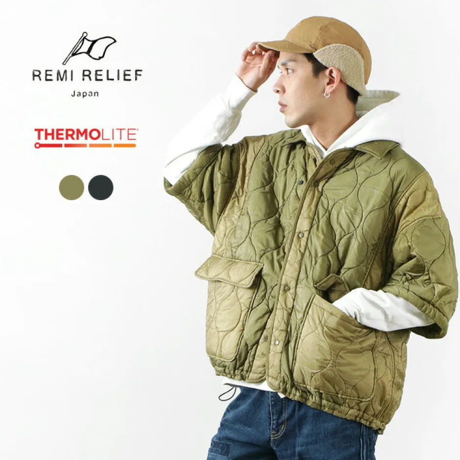 Jackets^REMI RELIEF / Military Ripstop Short Sleeve Quilted Shirt Jacket