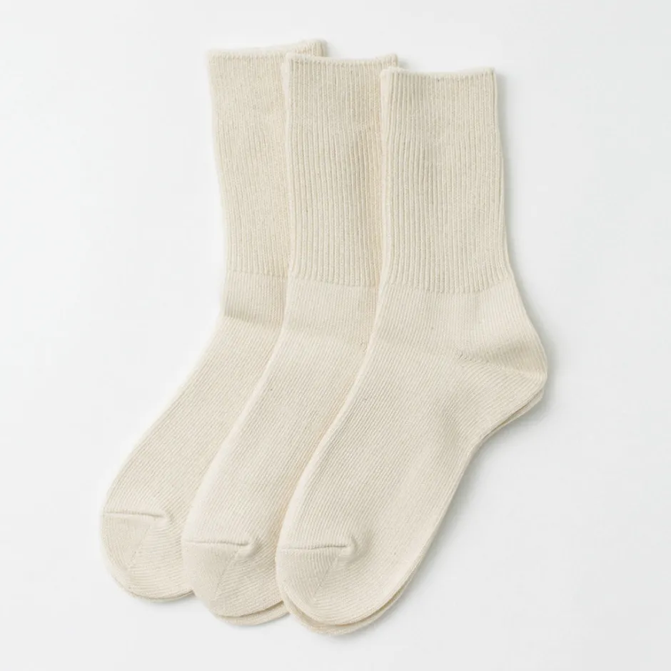 Socks^ROTOTO / R1427 Organic Daily 3 Pack Ribbed Crew Socks