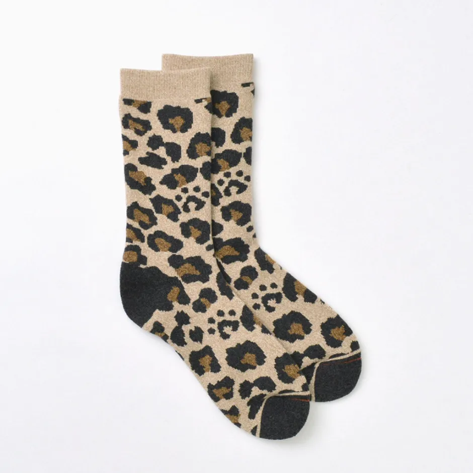 Socks^ROTOTO / R1340 Pile leopard crew sock