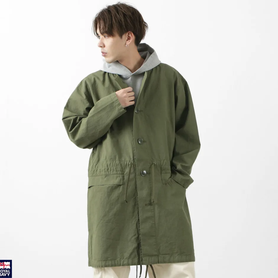Coats^ROYAL NAVY / Snow camo collarless overcoat