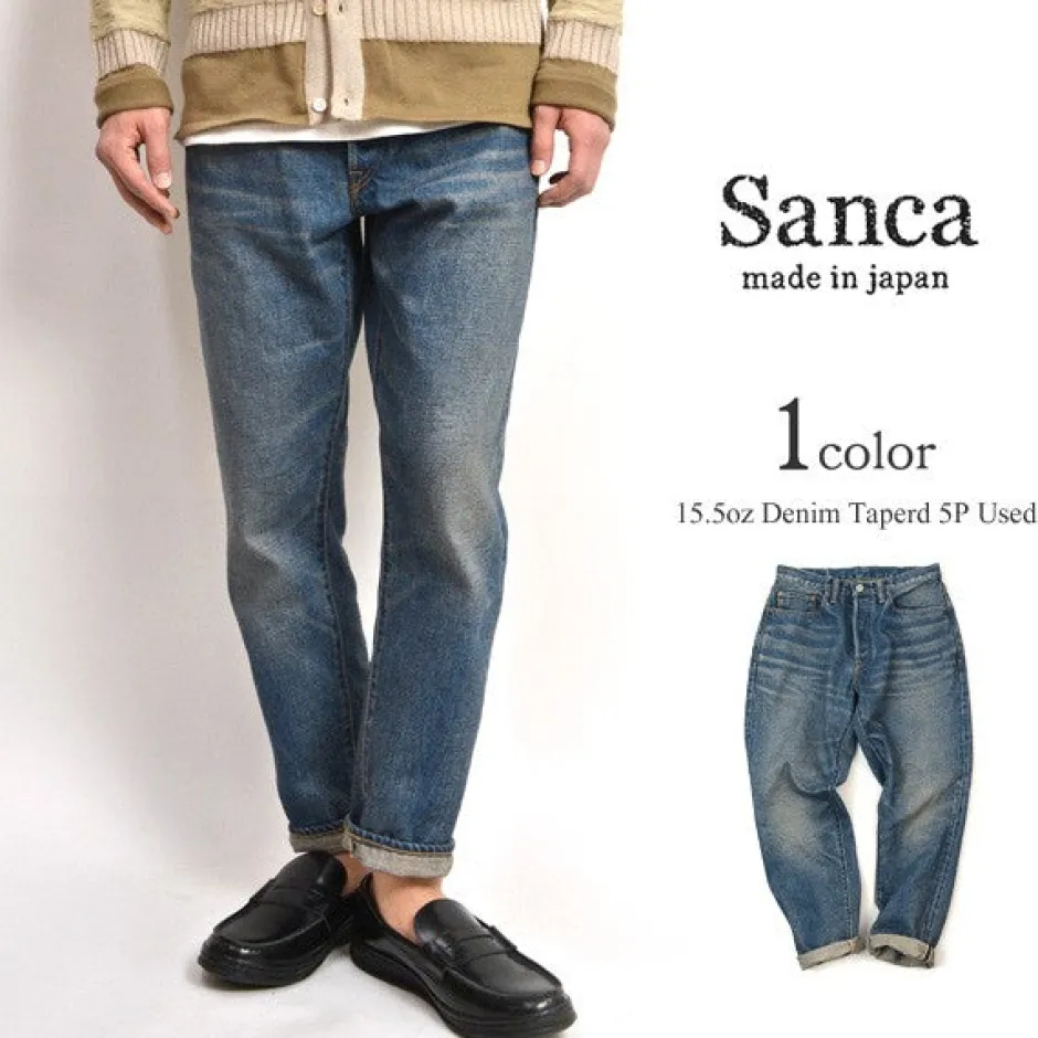 Jeans^SANCA / 15.5oz Denim Tapered Used 5P Pants indigo