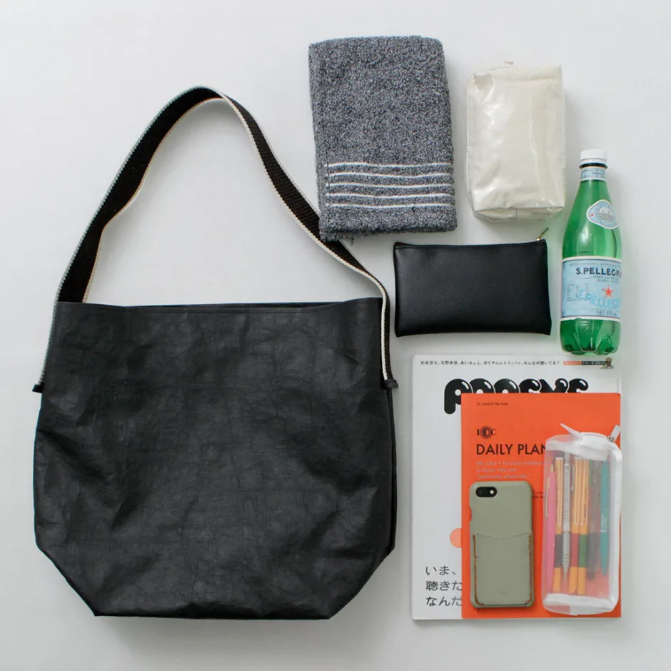 Shoulder Bags^SENTI / Dyneema Leather Box Type Shoulder Bag black