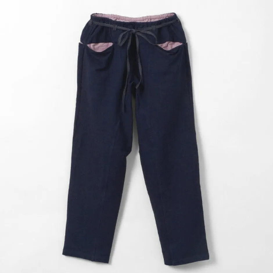 Trousers^SLOW HANDS / Denim Stretch Pile Wandering Pants navy