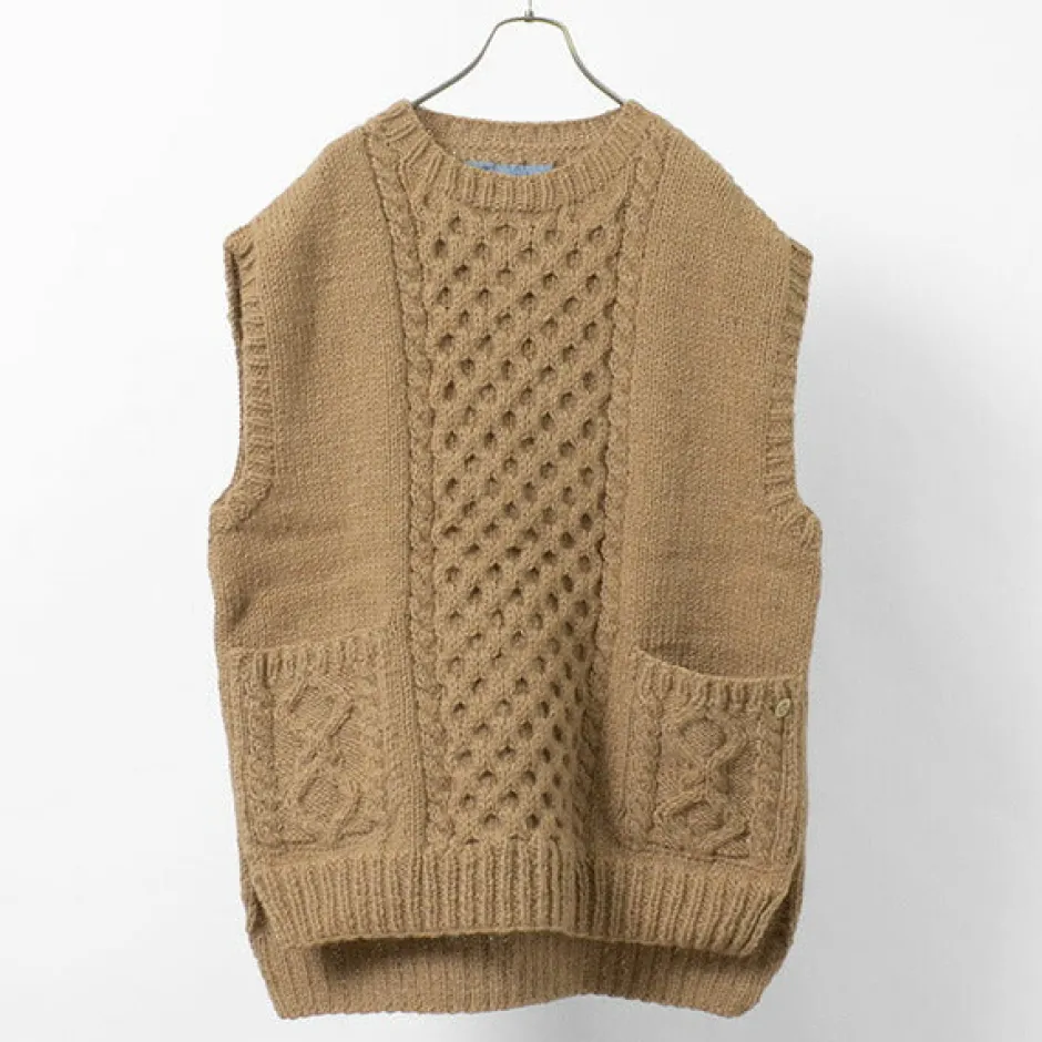 Sweatshirts^SLOW HANDS / Vegetable Dye Aran Drop Shoulder Knit Vest