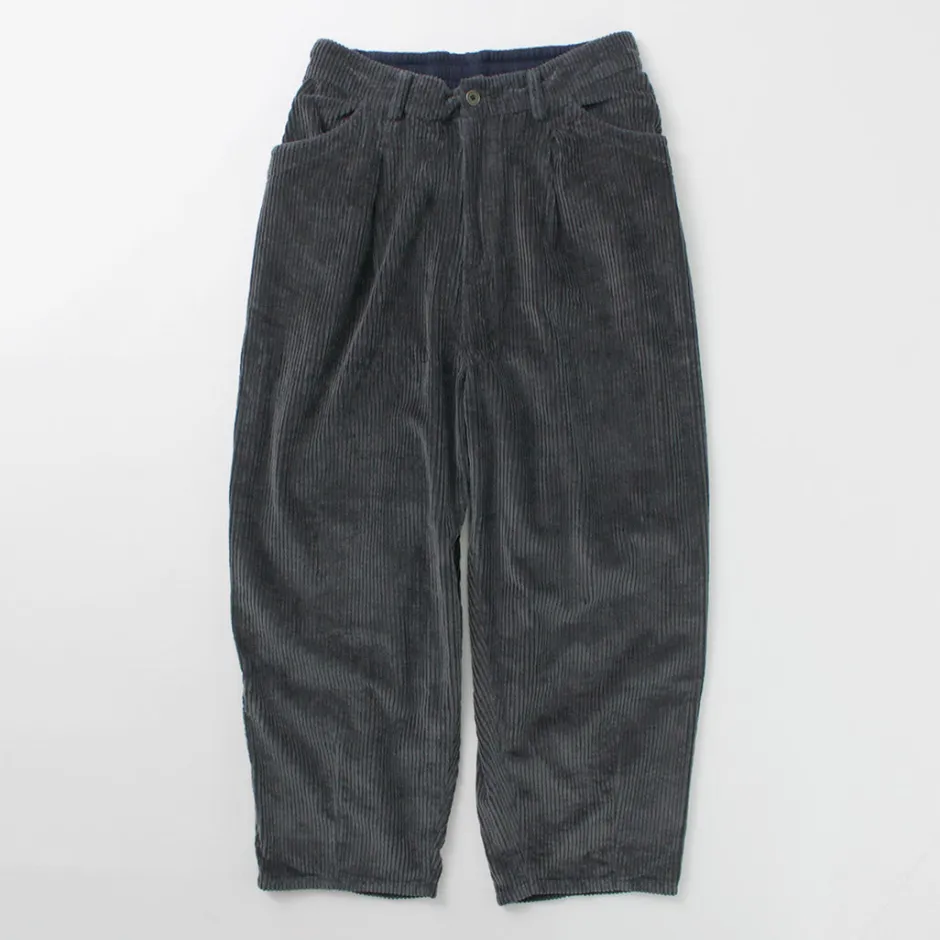 Trousers^SLOW HANDS / Wide Corduroy Poofy Tuck Pants