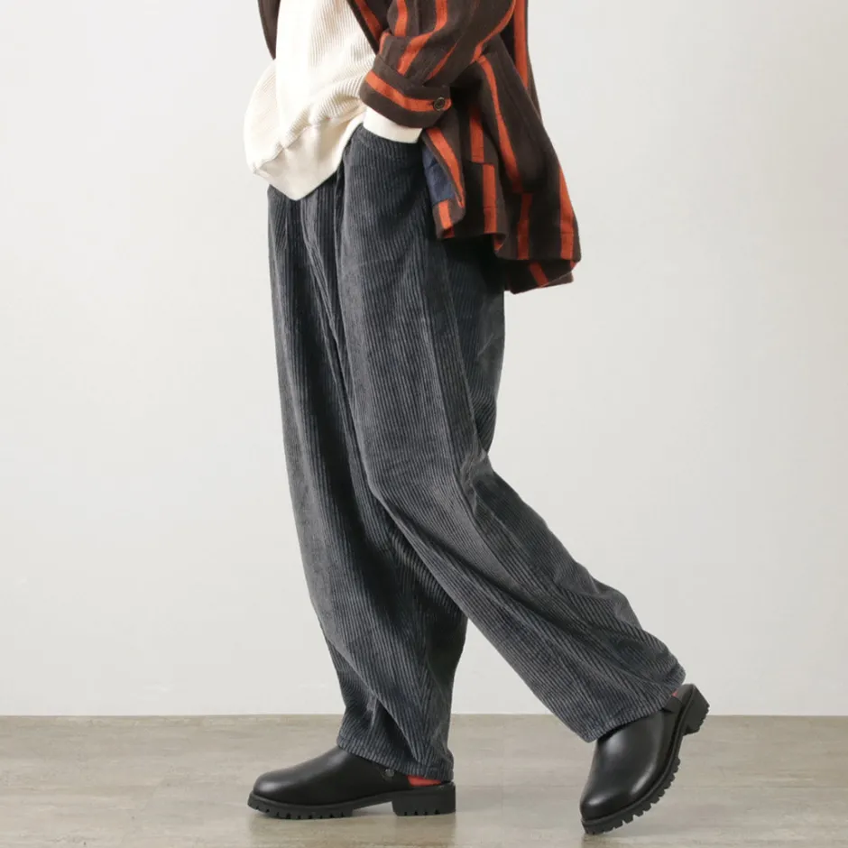 Trousers^SLOW HANDS / Wide Corduroy Poofy Tuck Pants