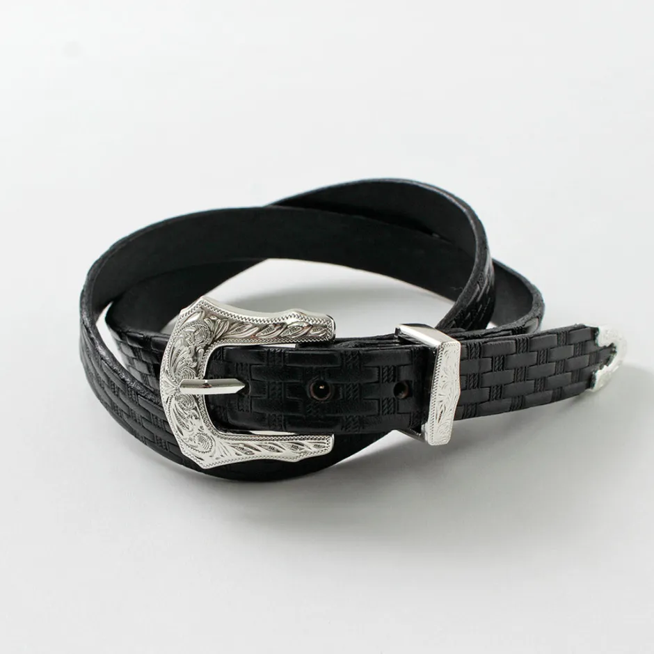 Belts^TORY LEATHER / 3/4 inch Western Belt Basket Weave black