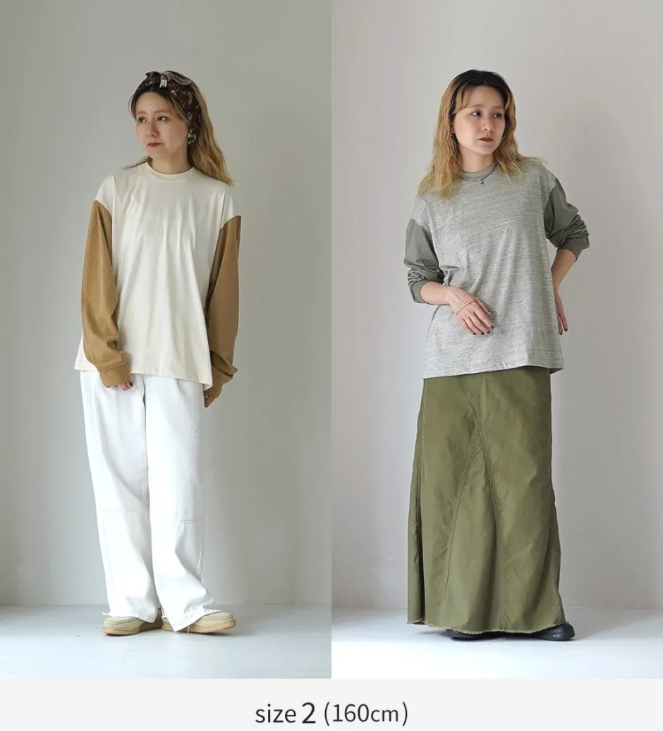 T-Shirts^UNDYED / Long Sleeve Combi T-Shirt Colored Organic Cotton