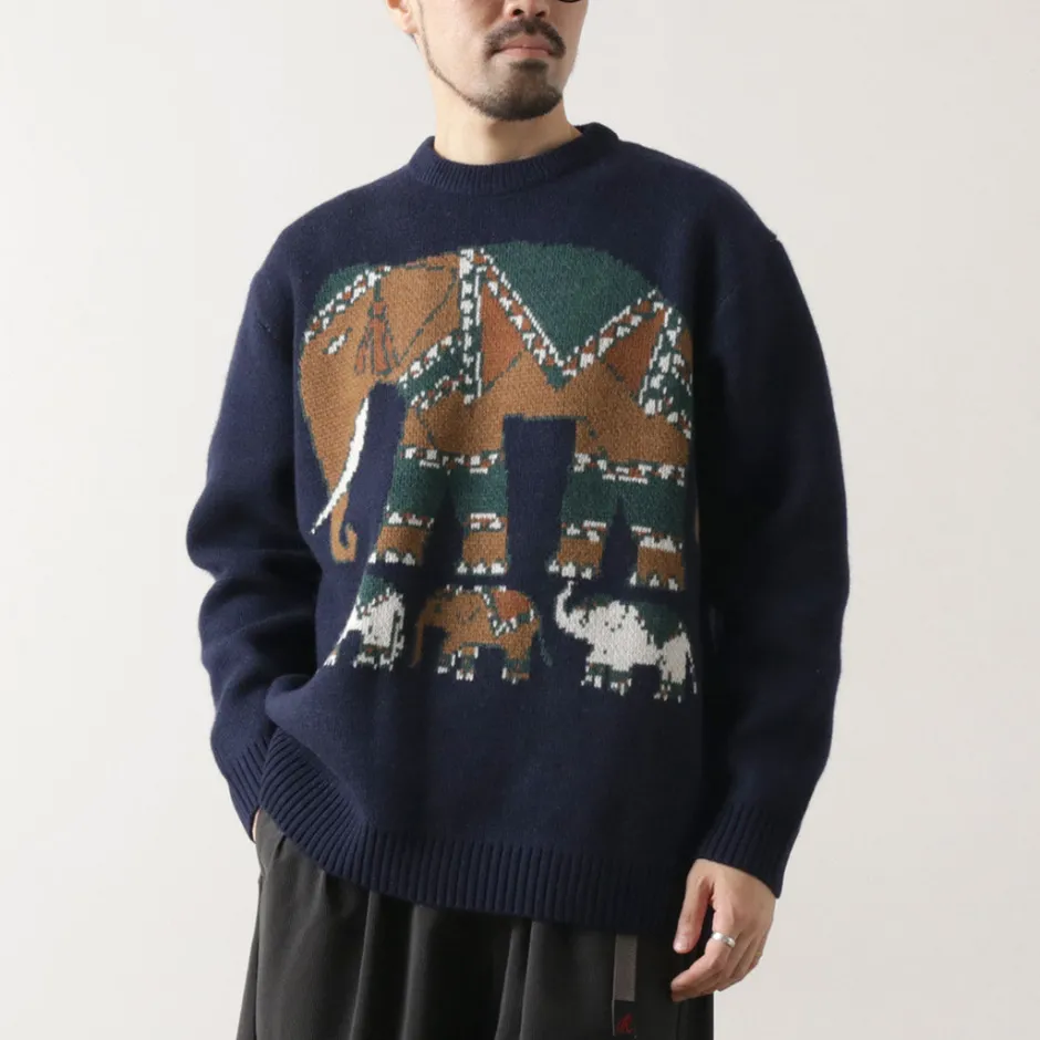 Knits^WHITE MOUNTAINEERING / Elephant Crewneck Pullover Knit navy