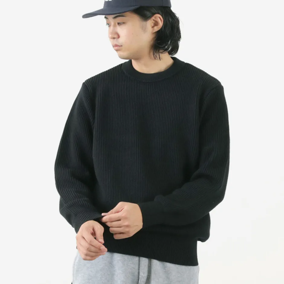 Knits^YONETOMI NEW BASIC / Extra Fine Wool Ribbed Knit Pullover